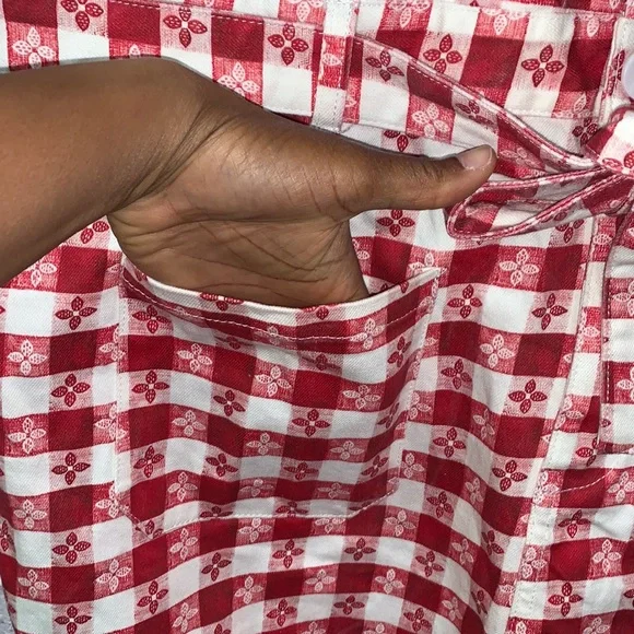 Rachel Antonoff Daisy Gingham Romper Red White Size 4 Picnic Checkered Vacation - Picture 6 of 16